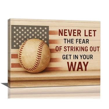 Imagem de Arte de parede de beisebol decoração de parede de beisebol imagens esportivas citações motivacionais impressões em tela pintura arte decoração inspiradora para meninos quarto sala de jogos emoldurado