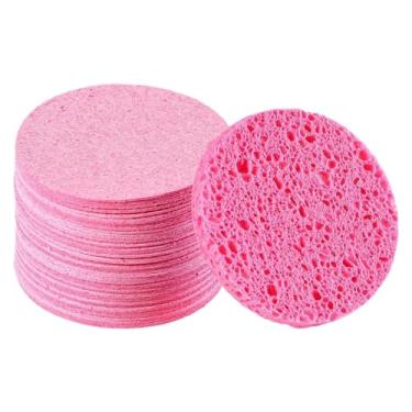 Imagem de Kokiya 50 esponjas faciais compactadas para limpeza facial, que limpam e purificam a pele, ideais para cuidados com a pele e remoção suave de maquiagem, Formato Redondo