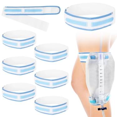 Imagem de Pacote com 8 dispositivos de estabilização de cateter, adesivos de fixação para suporte de bolsa Foley, tiras estabilizadoras de faixa de perna para cateteres urinários