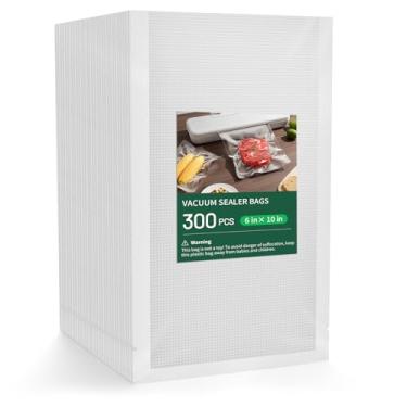 Imagem de Yutlkor Sacos seladores 15,2 x 25,4 cm, livre de BPA e resistente, saco selador a vácuo de alimentos texturizado de grau comercial, sacos grossos em relevo para armazenamento de alimentos e cozimento