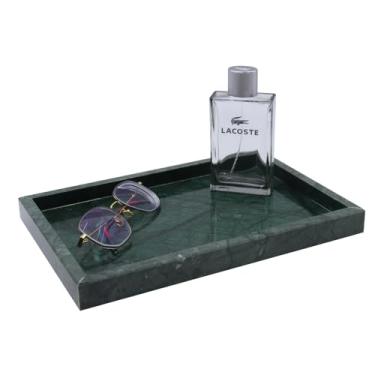 Imagem de Kesoniku Bandeja de mármore natural africano, mesa de centro de 30 x 19,8 cm, bandeja decorativa para joias, relógio, perfume, pedra de mármore genuína retangular para quarto/banheiro/bancada de