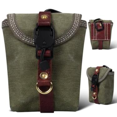 Imagem de Une Diffe Bolsa de cinto para homens e mulheres, fivela magnética, lona lavada, cinto de couro curtido vegetal, bolsa EDC para ferramentas de chaves, Verde militar, Large, Bolsa de cinto vintage