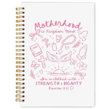 Imagem de WARDOS Caderno de presentes cristãos para mães e mulheres, 13 x 20 cm, versículo bíblico rosa preppy moderno, cadernos de oração religiosa para anotações, presentes de mãe cristã, diário espiral