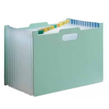 Imagem de Organizador de Folhas A4 Pasta Arquivo 13 e 24 Divisórias Pasta Sanfonada (13 DIVISÓRIAS,VERDE ÁGUA)