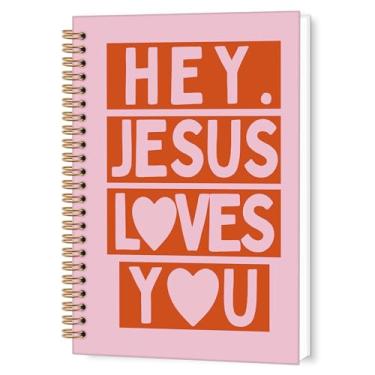 Imagem de TWRVI Caderno espiral cristão moderno, caderno pautado pela faculdade Jesus Loves You para material de escritório escolar, cadernos bíblicos, presentes cristãos para mulheres, fé, 14 x 8,7 cm, 164