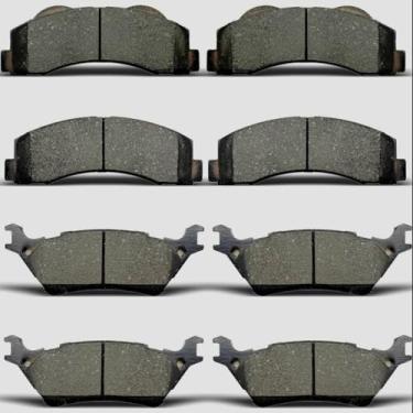 Imagem de CCTECHMASS Conjunto de pastilhas de freio de cerâmica dianteiras traseiras para Ford para F-150 2 portas 2012 2013 2014 2015 2016 2017 2018 2019 2020, para Ford para F-150 4 portas 2012-2020 - baixo