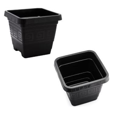 Imagem de Vasos 18 Litros Quadrado Grande Resistente Preto Jardim Plantas Flores Suculentas- Ideal para Varanda Gourmet e Pomar Urbano(2 Vasos 18 Litros Preto Grande)