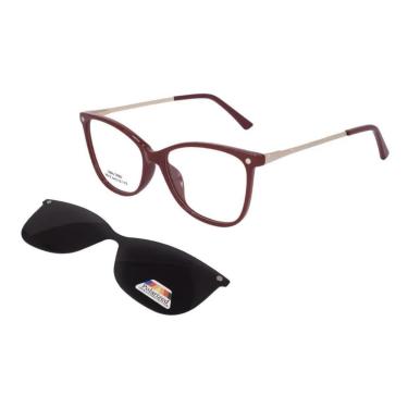 Imagem de Óculos Clipon Sol Armação Feminino Grau Quadrada 2 em 1 Anitta-Feminino