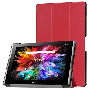Imagem de Capa para tablet Acer Iconia Tab 10 A3-A50, ultrafina, leve, suporte fólio, capa de couro luxuosa para Acer Iconia Tab 10 (A3-A50) 10,1 polegadas (vermelho)