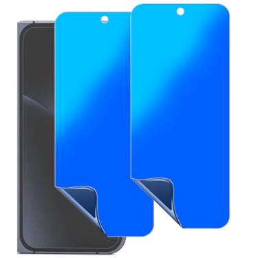 Imagem de YIEDBCX Pacote com 2 para Google Pixel 10 Pro, protetor de tela fosco antiespião, antirreflexo, antiluz azul, película externa gradiente azul