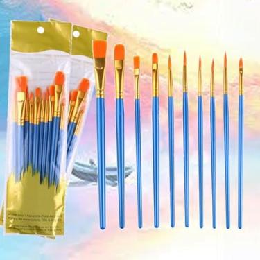 Imagem de Conjunto de 20 pincéis de tinta, pincéis azuis com pontas arredondadas, pincéis de nylon para artistas de cabelo acrílico para aquarela, arte de unhas faciais, detalhes em miniatura, pintura rupestre