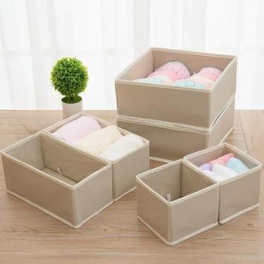 Imagem de Caixa de Armazenamento DobráVel Com Gavetas, Adequada Para Roupa Interior, Camisas, Meias e Cuecas.(bege)