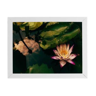 Imagem de Quadro Flor De Lótus Rosa Natureza Moldura Branca 60X40Cm - Plimshop