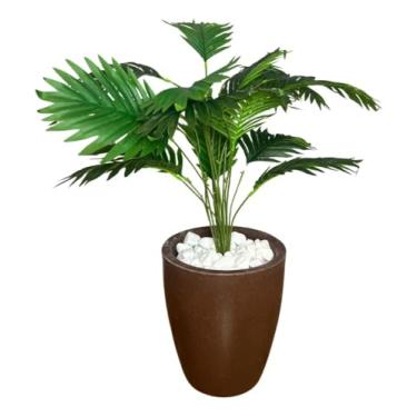Imagem de Palmeira Artificial Grande Com Vaso Marrom Polietileno Brilho Liso