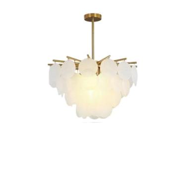 Imagem de Lustre de cristal estilo nórdico para sala de estar, iluminação moderna e minimalista para restaurante, versátil para escritório e quarto, luminária de vidro bolha famosa na internet (80cm)