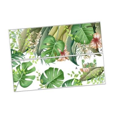 Imagem de Ｂｅｓｇａ Adesivo de parede com folhas verdes, adesivo de janela de vidro, pôster de parede para banheiro, dormitório, cozinha, plano de fundo de TV, decoração