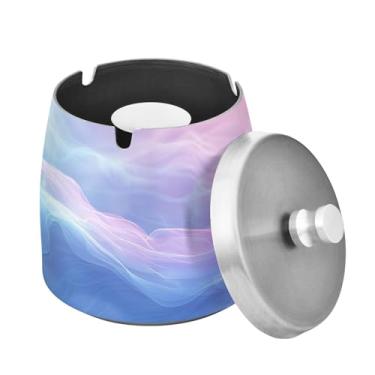 Imagem de Blueangle Cinzeiro de cores pastel com tampa para cigarros, à prova de vento/chuva, aço inoxidável, sem fumaça, inodoro, cinzeiro para uso interno ou externo (115)