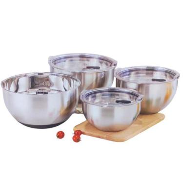 Imagem de Conjunto Jogo Saladeira Bacia Tigela Bowl Aço Inox 4 Peças - Member's 