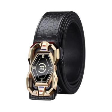 Imagem de Cinto Masculino Com Padrão De Crocodilo E Fivela Automática, Moda Casu