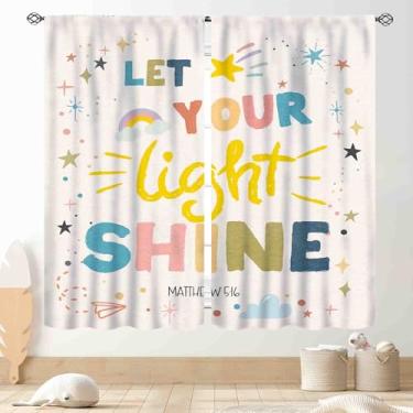 Imagem de Cortinas arco-íris para sala de aula, boho, citações motivacionais, inspiradoras, arco-íris, colorido, pastel para bebês, crianças, meninas, quarto, sala de estar, berçário, banheiro, 2 painéis, 106,7