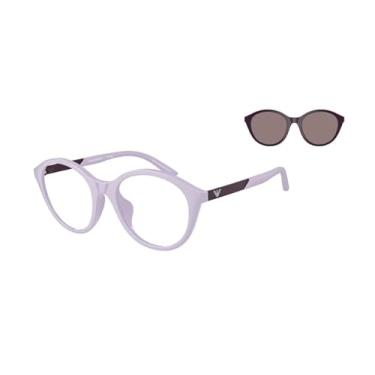 Imagem de Emporio Armani Armação de óculos de grau redonda Ek4005u com ajuste universal para meninos, Roxa, 48 mm