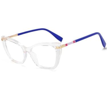 Imagem de Óculos de grau retrô estilo gatinho leopardo feminino (transparente)