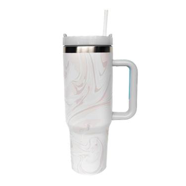 Imagem de Copo Térmico Inox 1200Ml Tampa Canudo Quente Frio -Off White