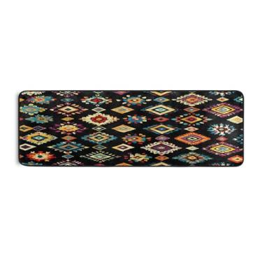 Imagem de Qilmy Tapete colorido estilo nativo americano 183 x 61 cm, antiderrapante, antifadiga, confortável, tapetes longos, para quarto, sala de estar, banheiro, corredores, entrywa337