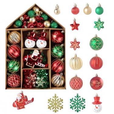 Imagem de Conjunto de enfeites de Natal com design holográfico de glitter, decorações de árvore de Natal de plástico para casa, festa, conjunto de pendurar na parede com boneco de neve, árvore, formas de