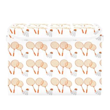 Imagem de Wassud Cestas de armazenamento com tampas, raquetes de badminton, cestas organizadoras de tecido empilháveis dobráveis para armário, 40 x 30 x 30 cm, recipientes dobráveis de armazenamento doméstico