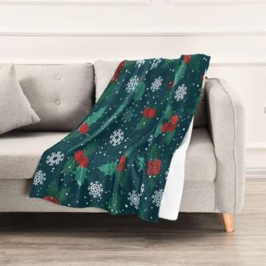 Imagem de Wassud Cobertores e mantas de Natal 152 x 228 cm cobertor de flocos de neve de inverno para sofá, cobertor quente de lã de pelúcia aconchegante para cama, sofá, cadeira, decoração de casa