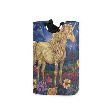Imagem de xigua Cavalo colorido grande cesto de roupa suja com alça, cesto de roupas dobrável, cesta de armazenamento dobrável para organização de brinquedos e roupas no quarto, banheiro e lavanderia
