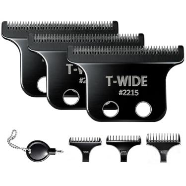 Imagem de Pacote com 2 lâminas de substituição 2215 T Wide para Wahl 5 Star Detailer Li Trimmer 8081 e 8171 - Lâmina de aparador ajustável de aço inoxidável Zero-Gap (Preto-3)