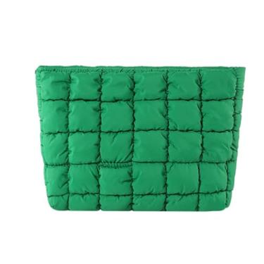 Imagem de FITINI Bolsa de maquiagem grande portátil acolchoada com estampa floral organizadora de cosméticos linda bolsa feminina de algodão macio com zíper à prova d'água bolsas de armazenamento de higiene