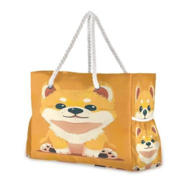 Imagem de Wassud Bolsa de praia amarela para cães grandes bolsas de praia para mulheres, impermeável, à prova de areia, bolsa de viagem com zíper e bolso para piscina, academia, acampamento