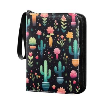 Imagem de Wassud 4 bolsos com estampa de cacto para fichário de cartões colecionáveis comporta 400 cartões padrão, álbum TCG CCG MTG à prova d'água, presentes para colecionadores, meninos e meninas