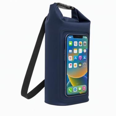 Imagem de Saco Estanque Impermeável 2L com Visor Touch para Celular Bolsa Dry Bag Praia Mergulho Piscina Trilha Caiaque (Azul Escuro)