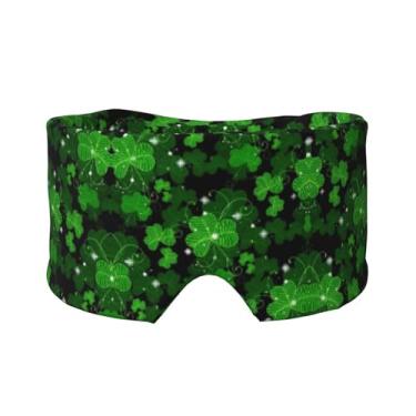 Imagem de Máscara para olhos e orelhas com estampa de folhas de dia de São Patrício, respirável, ajustável, blecaute, venda, confortável