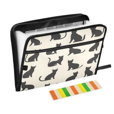 Imagem de CEBUGI Pasta expansível de 13 bolsos, impermeável, sanfonada, organizador de arquivos com etiquetas tamanho A4, organizador de documentos de papel para escola, material de escritório, silhuetas fofas