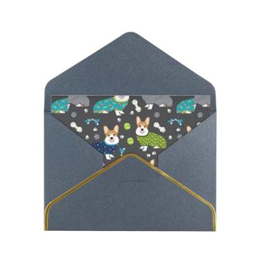 Imagem de SKKNT Vestindo roupas Corgi Dogs Cartões de felicitações para todas as ocasiões, convites de festa de aniversário de casamento, 12,7 x 15,2 cm