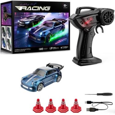 Imagem de KAIMIO 1:64 Scale Mini RC Drift Car with Gyro Full Proportional RTR 2.4Ghz Remote Control with RGB Lights (05-Blue)