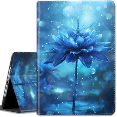 Imagem de Capa para iPad (A16) 11ª geração 11 polegadas 2025 / iPad 10ª geração 10,9 polegadas 2022, capa fina com suporte inteligente multi-ângulo com função hibernar/despertar automática, flor libélula