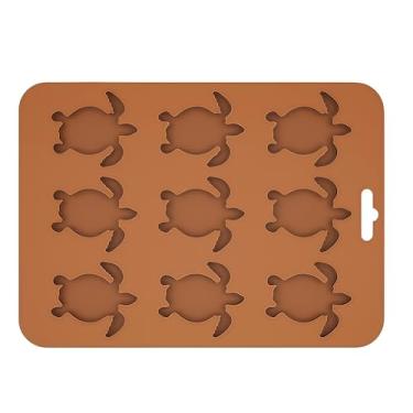 Imagem de Forma de cubo de gelo em forma de tartaruga em forma de silicone para bebidas, cerveja, suco, uísque, 9 furos