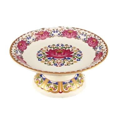 Imagem de FENNYYAR Make Offerings To Buddha Fruit Platter Household God of Wealth, 17,5 cm 17,5 cm, prato de oferta frontal de Buda de cerâmica