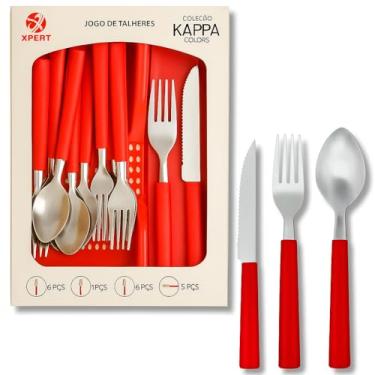 Imagem de Faqueiro 25 Peças Inox Porta Talher Luxo Premium Kappa Color