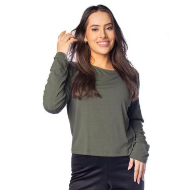 Imagem de Blusa Cropped Feminina Giraffe Costura Traseira Verde Militar-Feminino