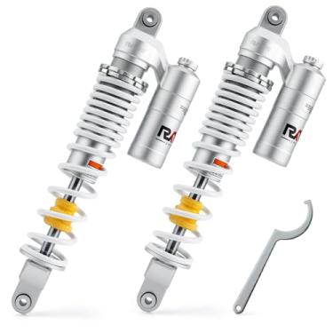 Imagem de RKV86 Amortecedores de ar dianteiros ajustáveis de 425 mm, processo de usinagem CNC, adequado para Yamaha YFZ450 2004-2013, YFZ450R 2009-2020 ATV (1 par, branco)