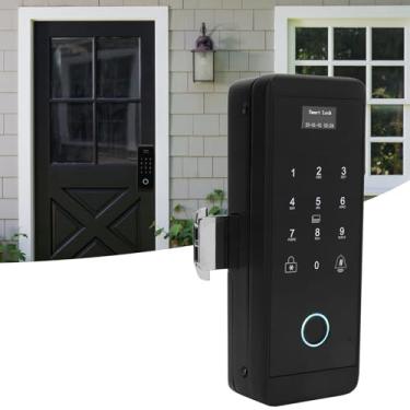 Imagem de Fechadura de porta de entrada sem chave com senha Smart Door Lock Prompt de voz para portas deslizantes de madeira e vidro (estilo grafiti)