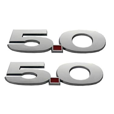 Imagem de 2 peças 5.0 emblemas 3D para-lama decalque adesivo de substituição para Mustang GT 2011-2020 (cromo/vermelho)