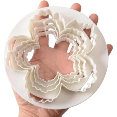 Imagem de SPHTOEO Cortador de flores de pétalas de peônia maior, conjunto de 4 peças de pasta de goma flores cortador de decoração de bolo molde de fondant ferramentas de açúcar